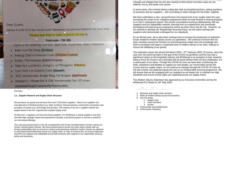 Premier Inn Middlesbrough Central (James Cook Hospital) hotel Menu