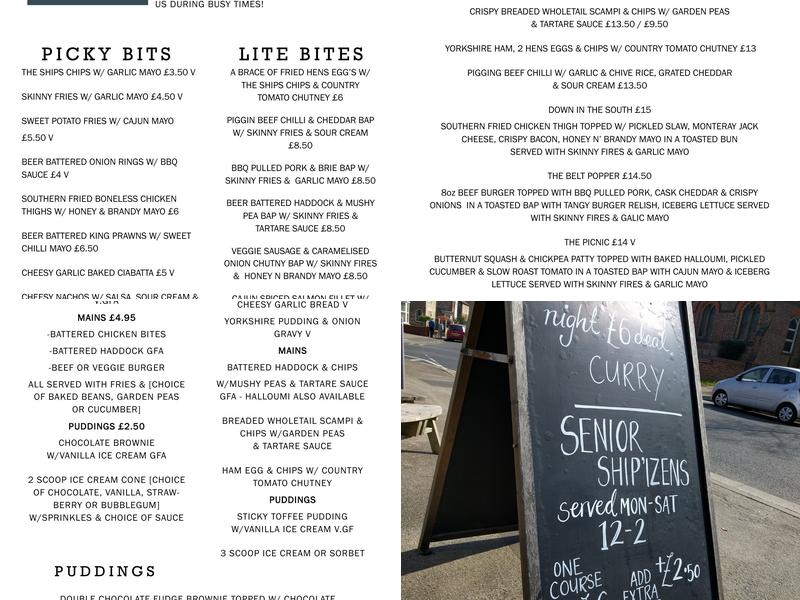 The Ship Inn Menu