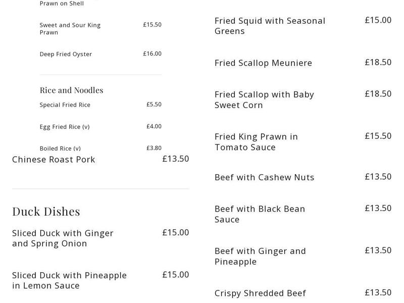 Chungs Of Mapperley Menu