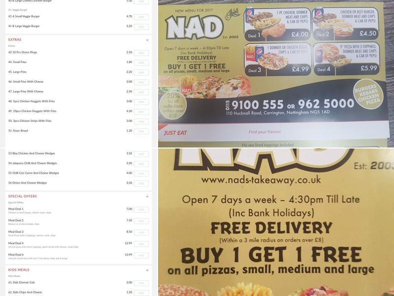 Nad Grill Menu