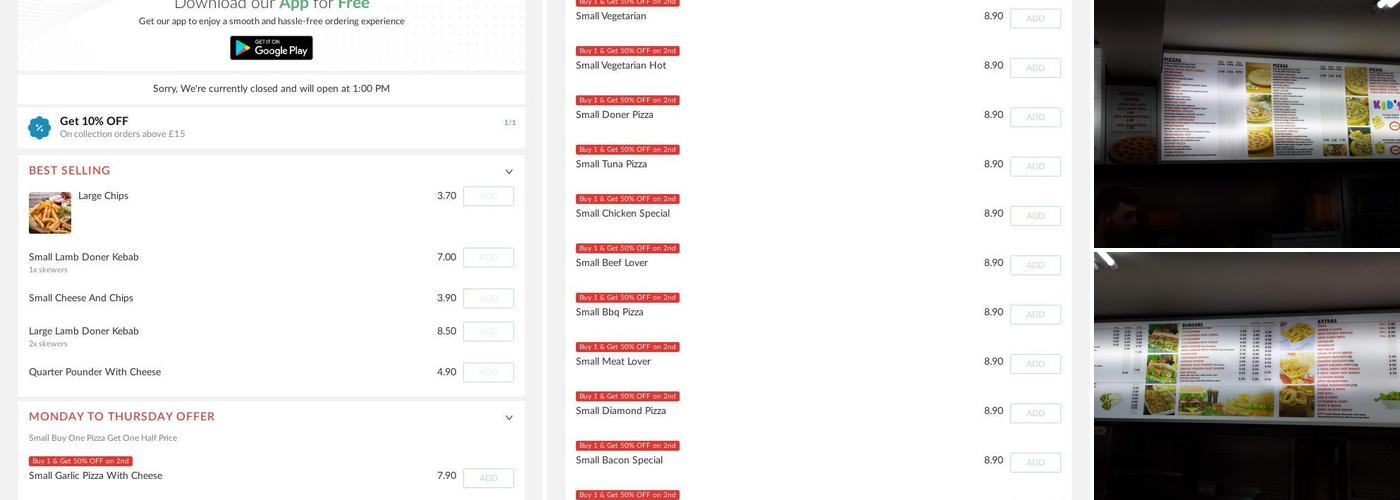 Irthlingborough Kebab and Pizza Menu