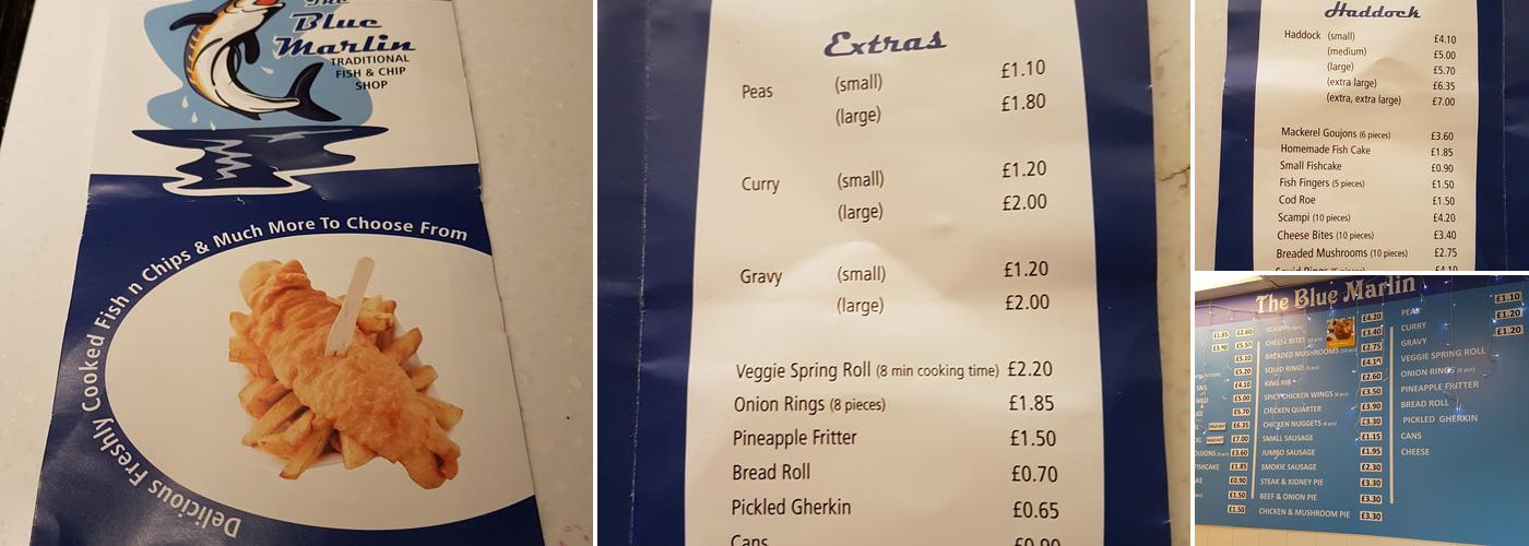 Blue Marlin Fish Chip Shop Menu
