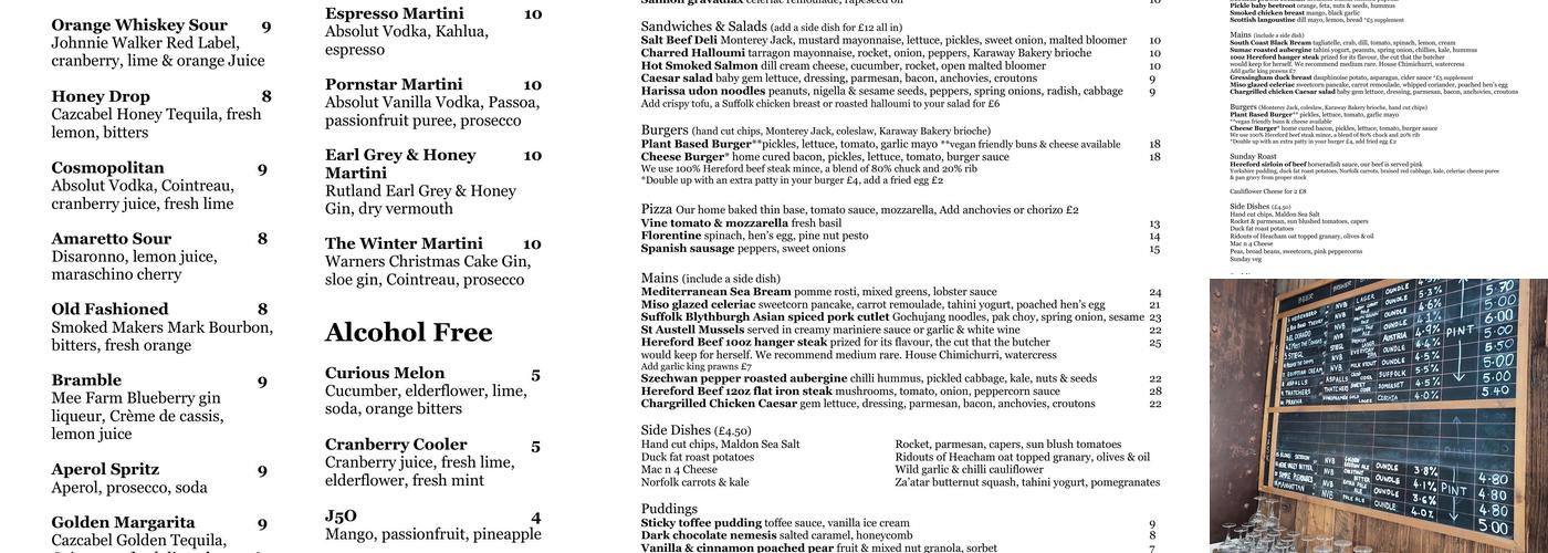 Tap and Kitchen Menu