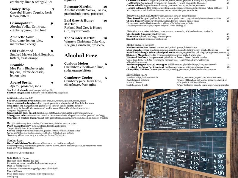 Tap and Kitchen Menu
