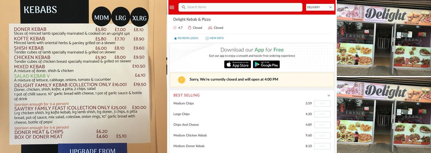 Delight Kebab & Pizza Menu