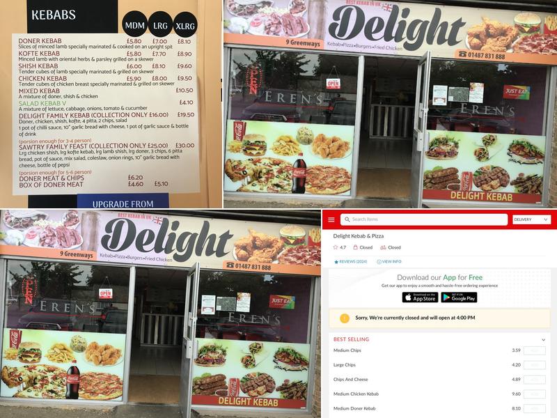 Delight Kebab & Pizza Menu
