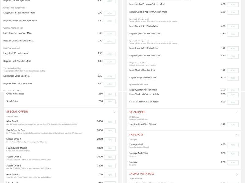 Top chef hucknall limited Menu