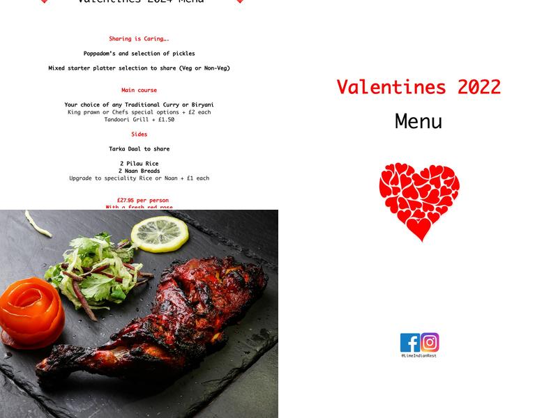 Lime Indian Restaurant & Takeaway Menu