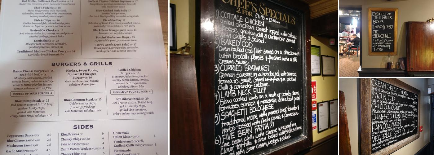 The Sun Inn Menu