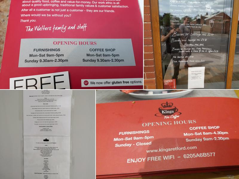 Kings Furnishing Menu