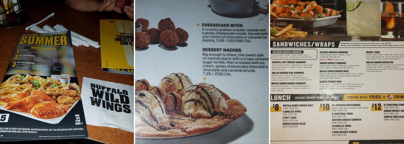 Buffalo Wild Wings Menu