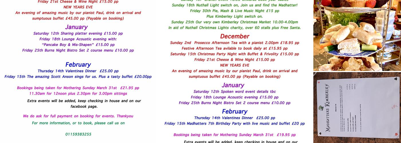 Madhatters Kimberley Menu