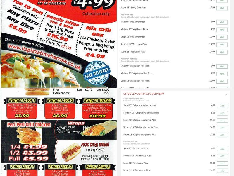 It's Pizza Time Ltd Menu