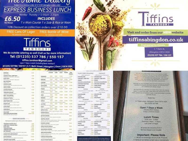 Tiffins Menu