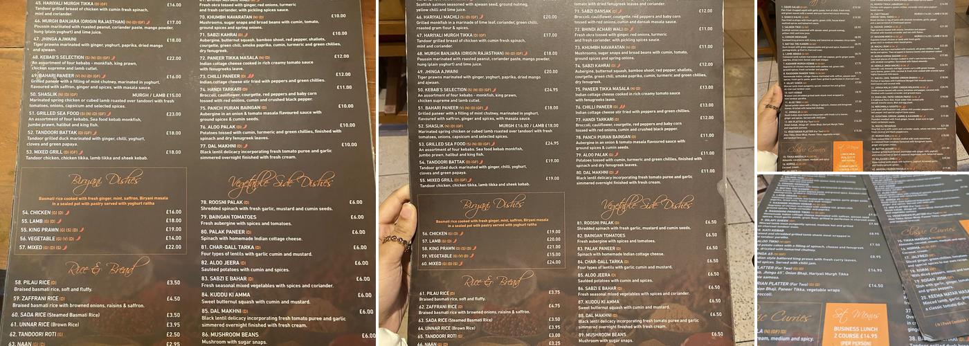 The Vine and Spice Menu