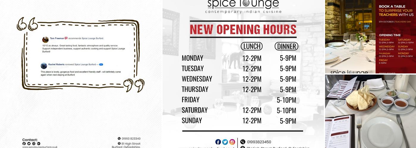 Spice Lounge Burford Menu