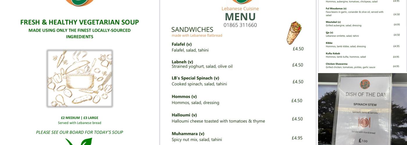 LB's Lebanese Cuisine Menu