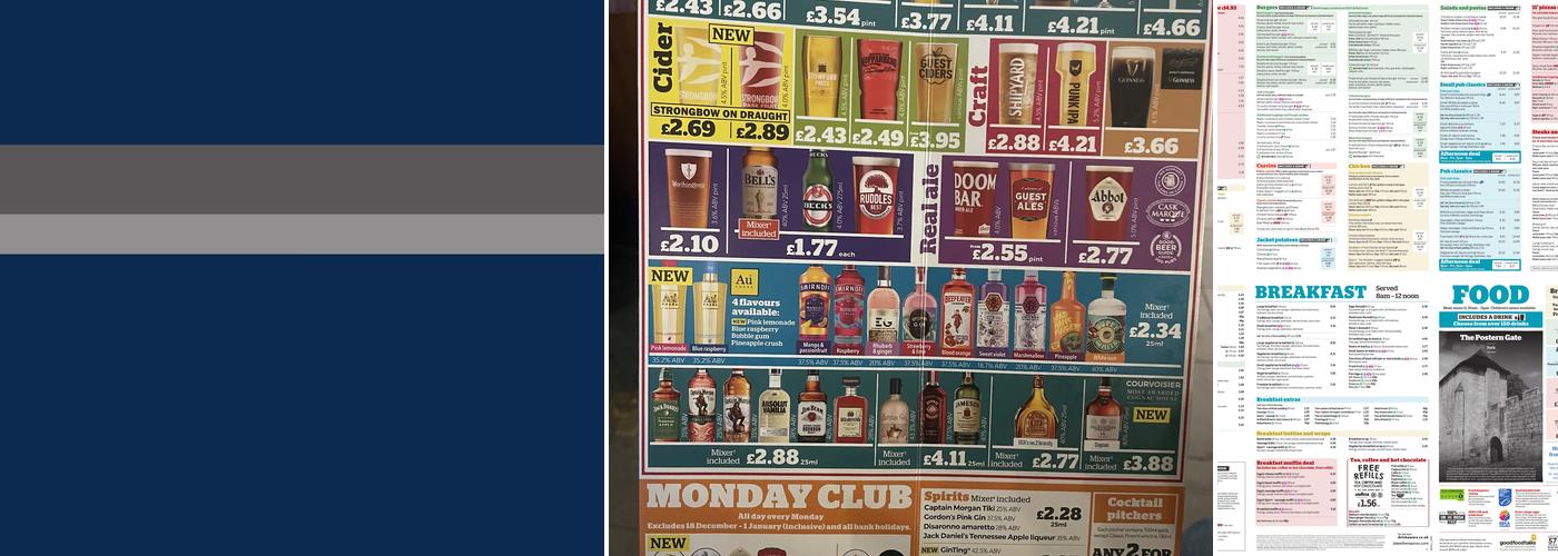 The Postern Gate Menu