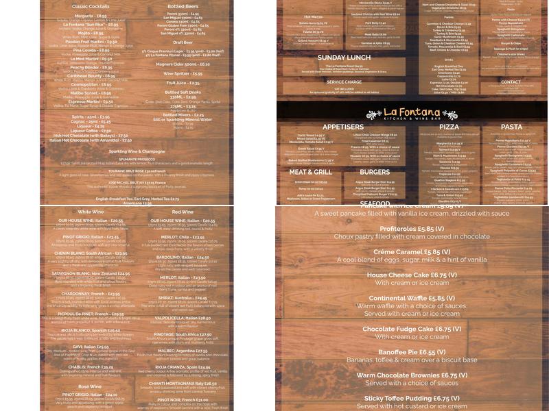 La Fontana Restaurant & Wine Bar Menu