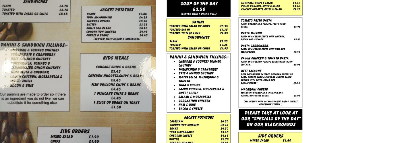 Milano Café Oswestry Menu