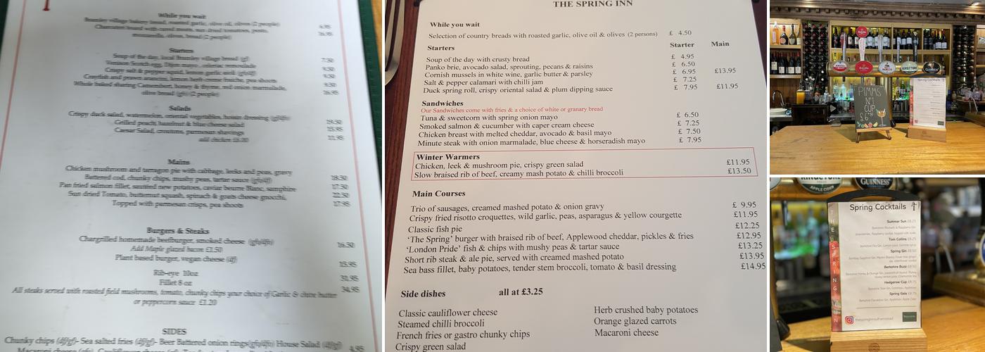 The Spring Inn Menu