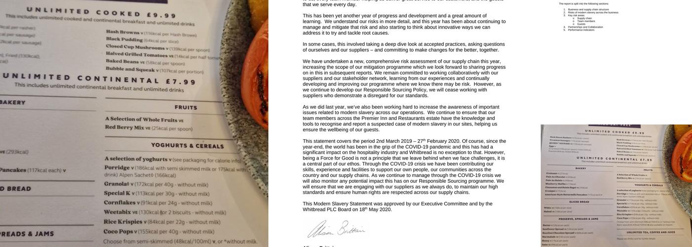 Premier Inn Reading South (Grazeley Green) hotel Menu