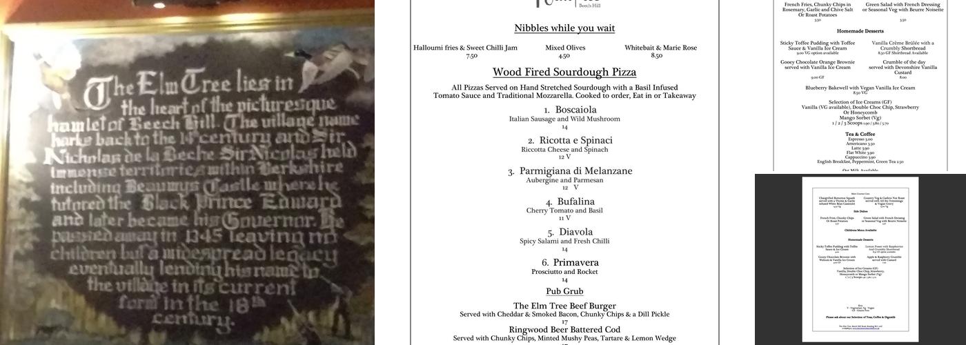 The Elm Tree Menu