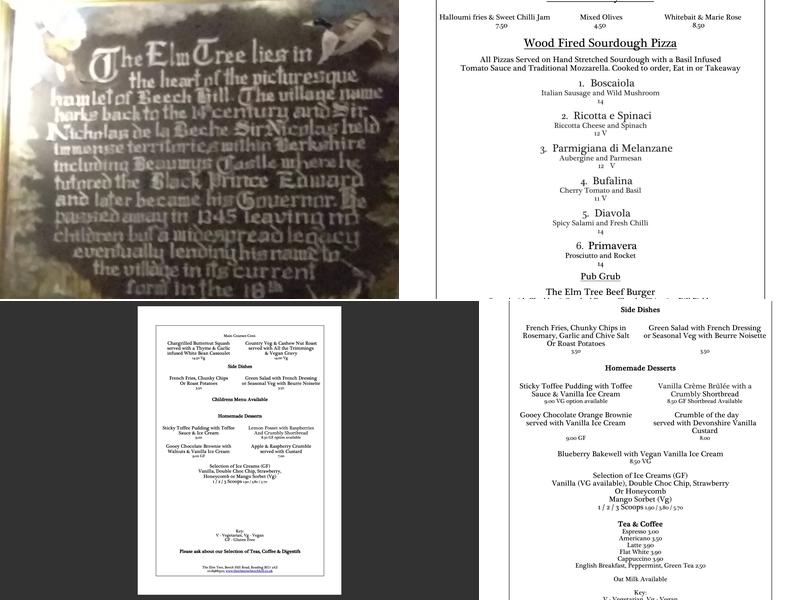 The Elm Tree Menu