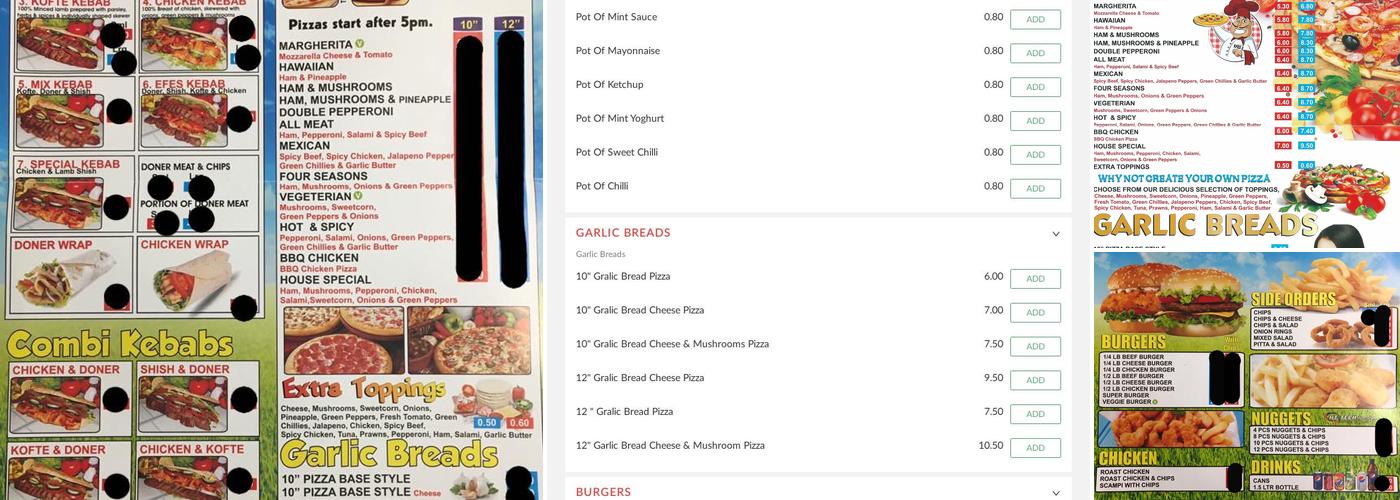 EFES KEBAB AND PIZZA HOUSE Menu