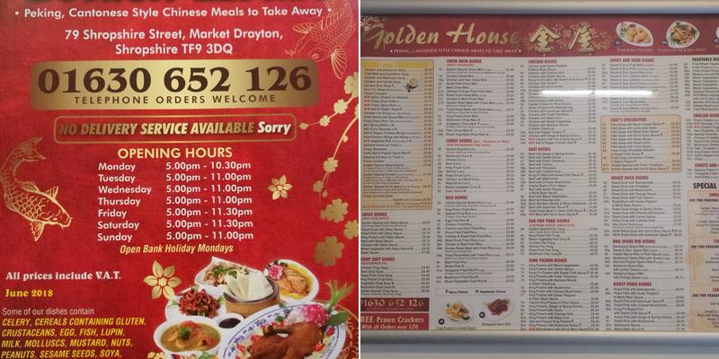 Golden House Menu