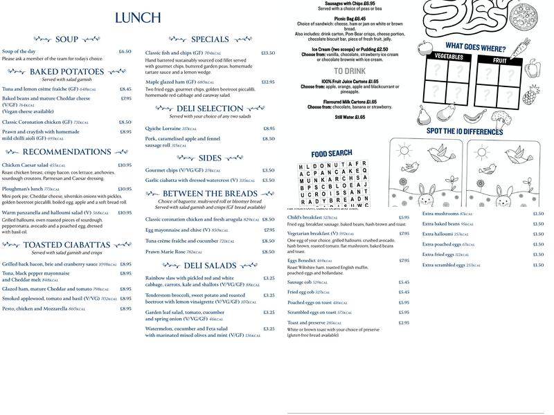 Bridgemere Garden Centre Menu