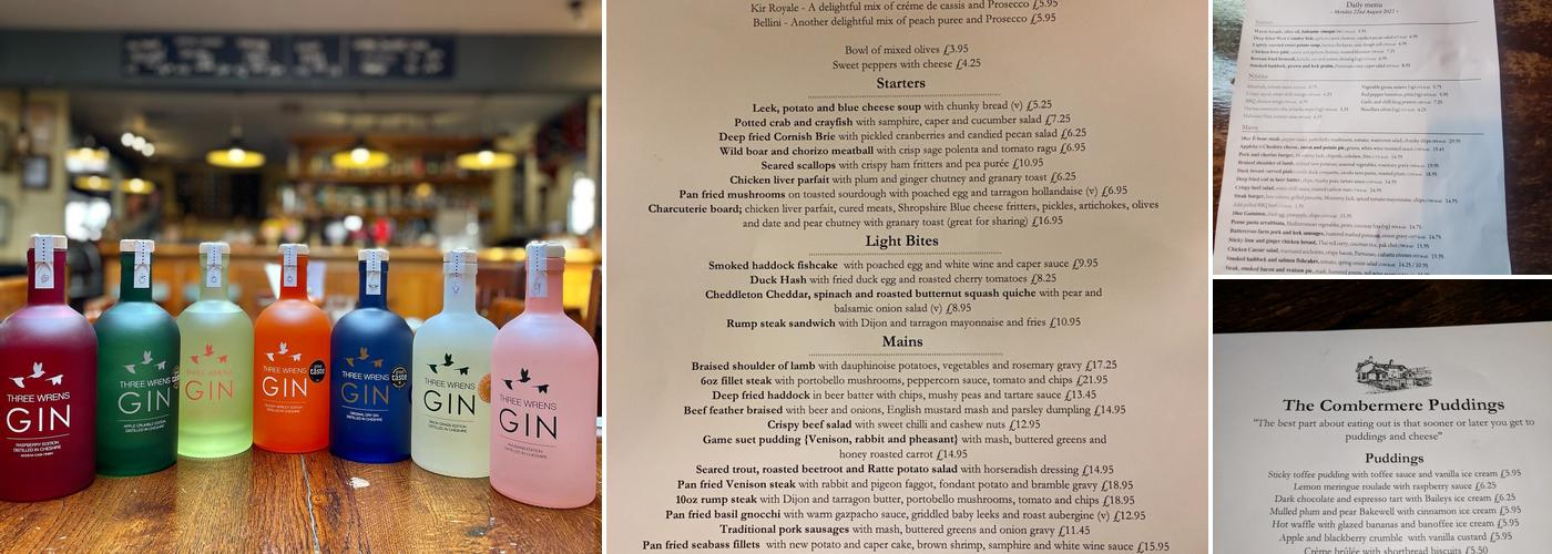 The Combermere Arms Menu