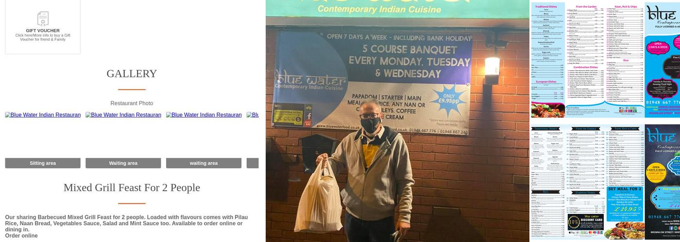 Blue Water Indian Restaurant Menu