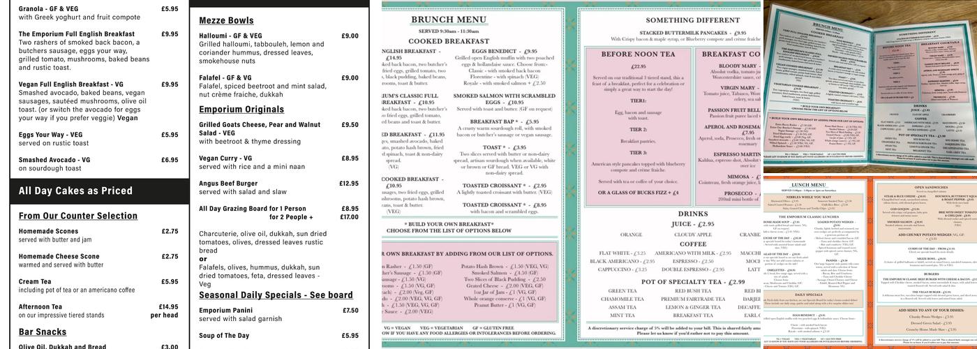 The Emporium Cafe Menu
