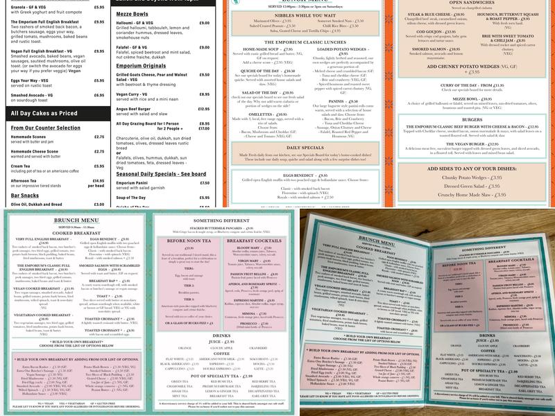 The Emporium Cafe Menu