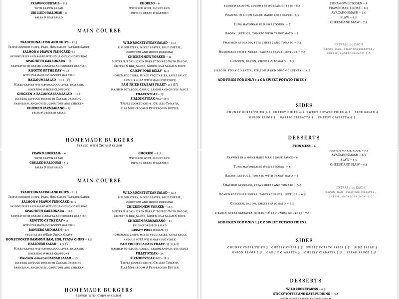 Wild Rocket Menu
