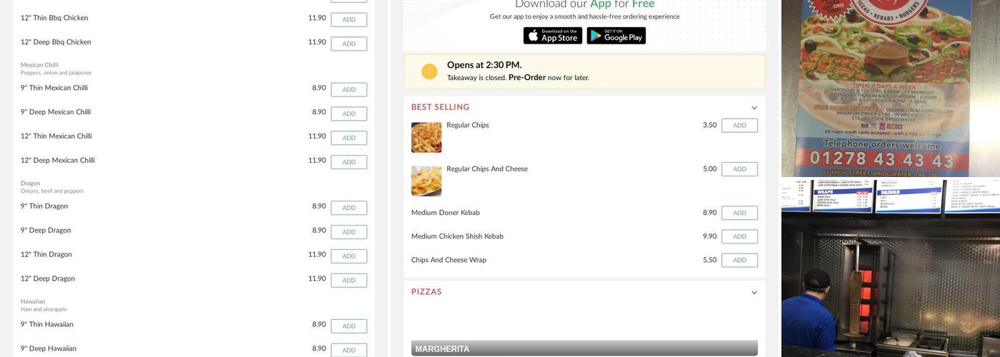 Pizza Choice and Best Kebab Menu