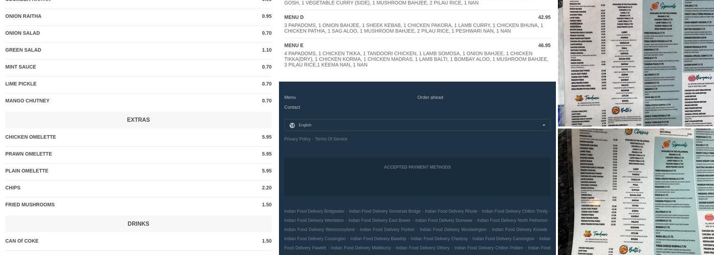 Moghul - Bridgwater Menu