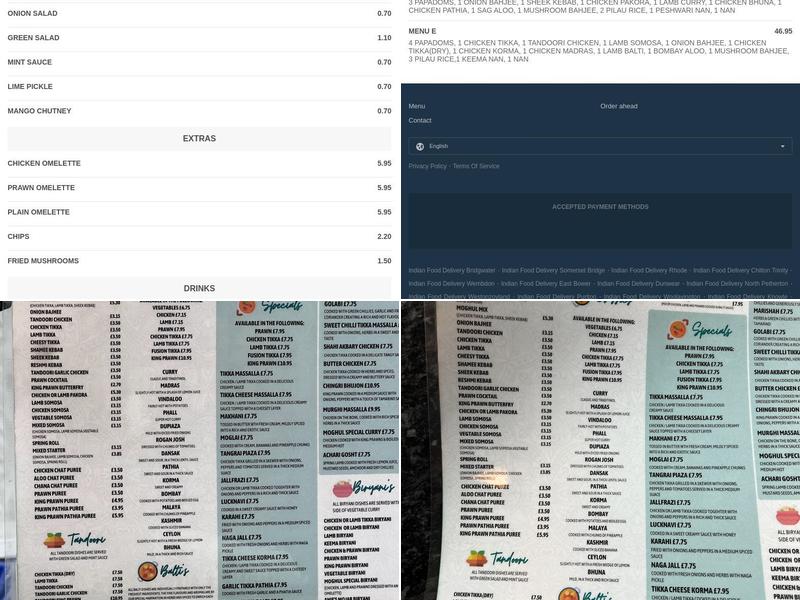 Moghul - Bridgwater Menu