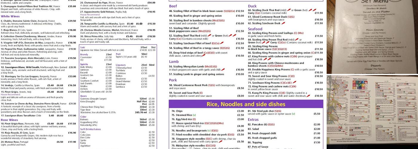 Kai's Oriental Restaurant & Bar Menu