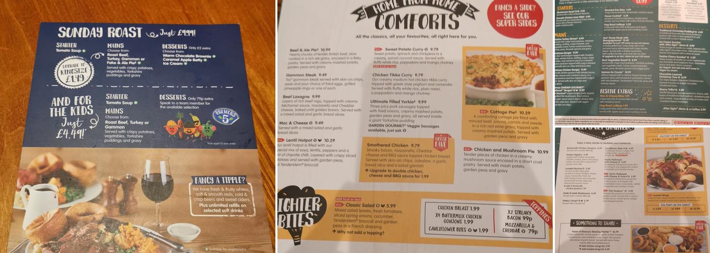 Brewers Fayre Home Farm Menu