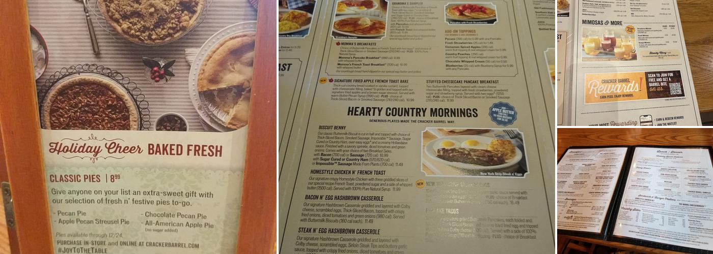 Cracker Barrel Old Country Store Menu