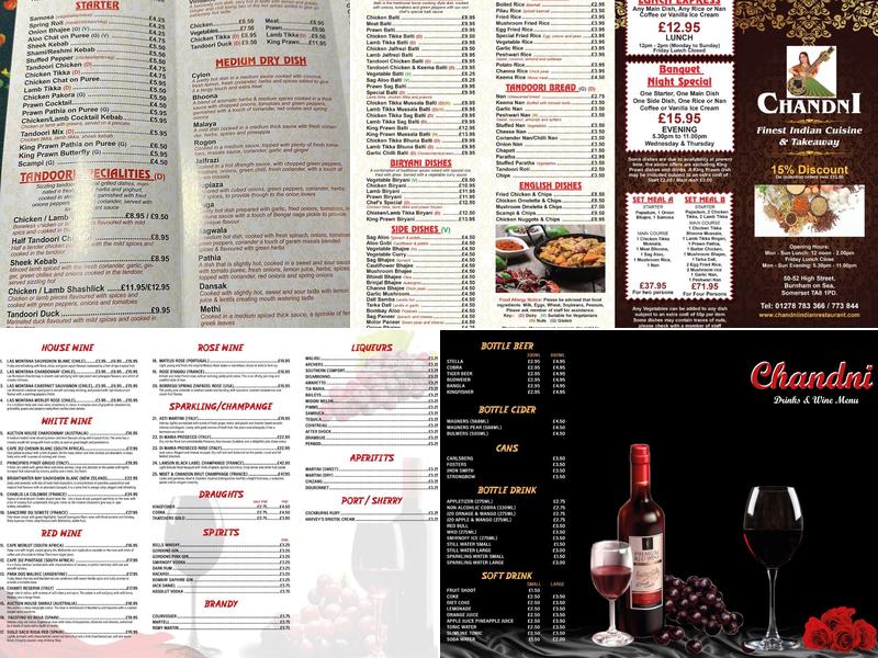 Chandni Indian Cuisine Menu