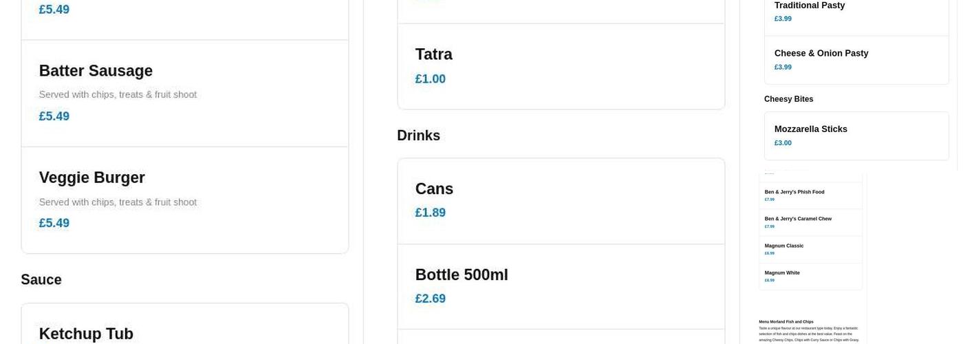 Morland Fish & Chips Menu