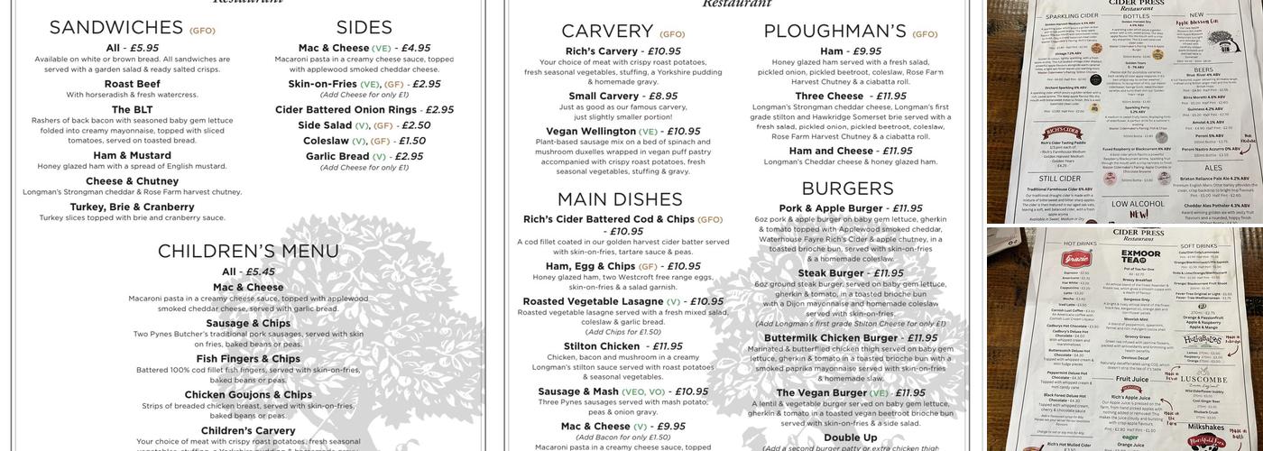 Cider Press Restaurant Menu