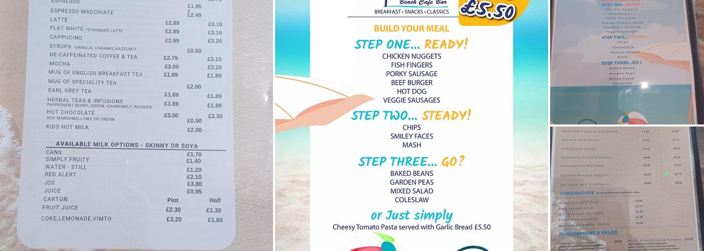 Sundowner Beach Bar at Beachside Holiday Park Menu