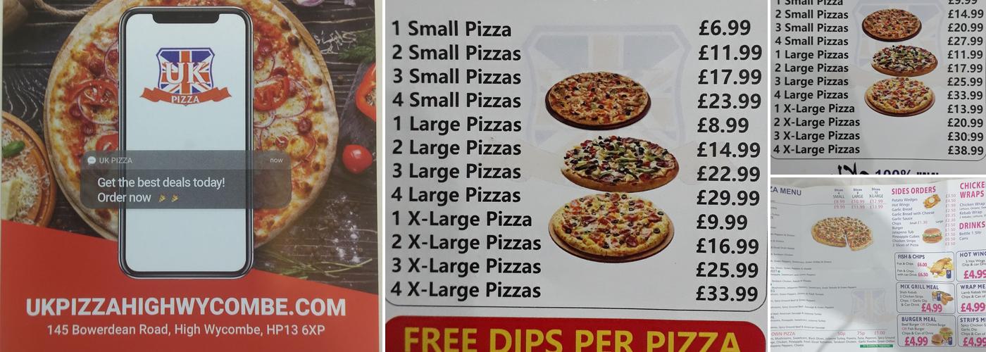 UK Pizza High Wycombe Menu