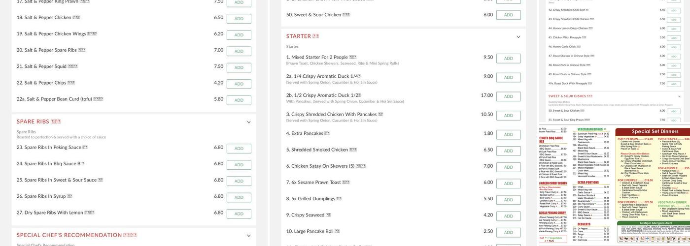 The Golden Ocean Menu