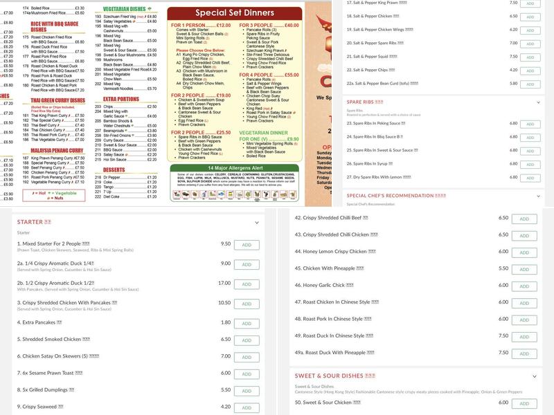 The Golden Ocean Menu