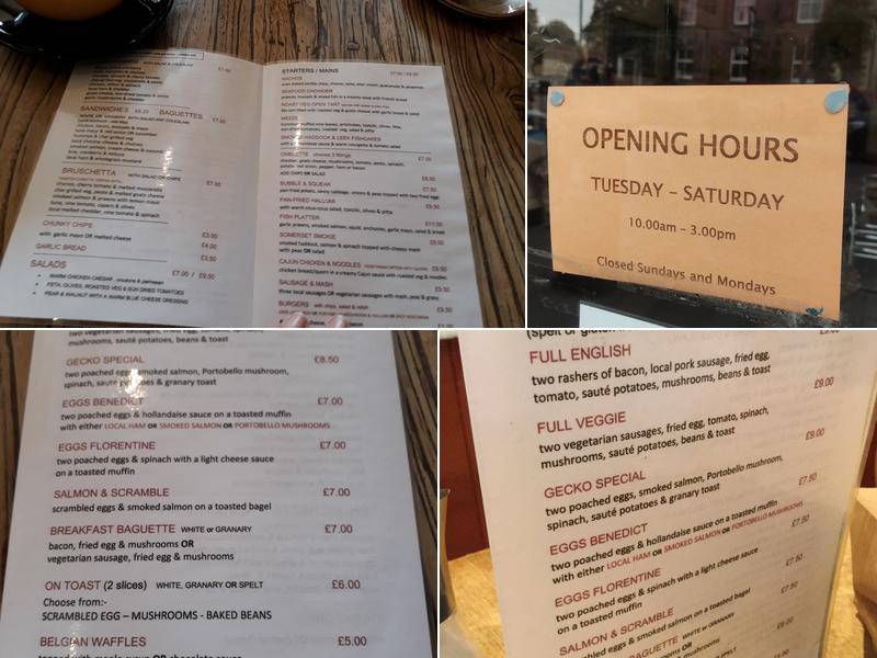 Lazy Gecko Cafe Menu